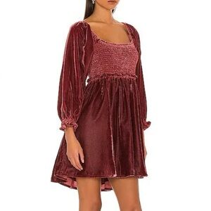 FREE PEOPLE - Daphne Velvet Sleeve Dress in Roan Rouge